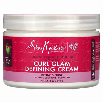 SheaMoisture, Crème Définissante Curl Glam, Cheveux secs et bouclés, Huile de noix de coco et beurre de karité à la figue de Barbarie, 340 g