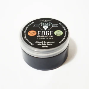CRAZY POUSS – Gel ricin – Bordures et locks 100 ml – Noir – Gel capillaire pour apporter de l’éclat à vos cheveux et de fixer vos baby hair