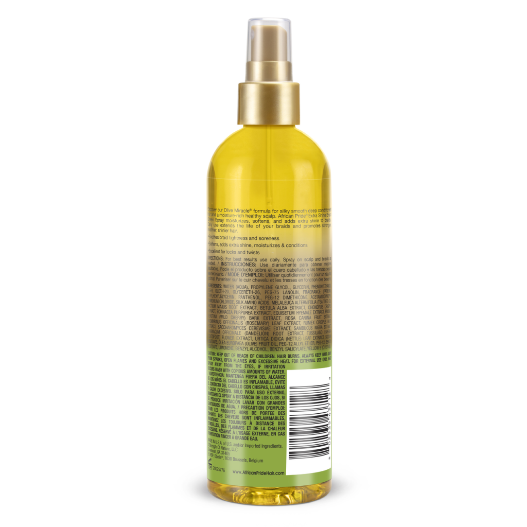 Spray brillance pour coiffures nattées Extra Olive miracle 355ml (Braid Extra) – Image 2