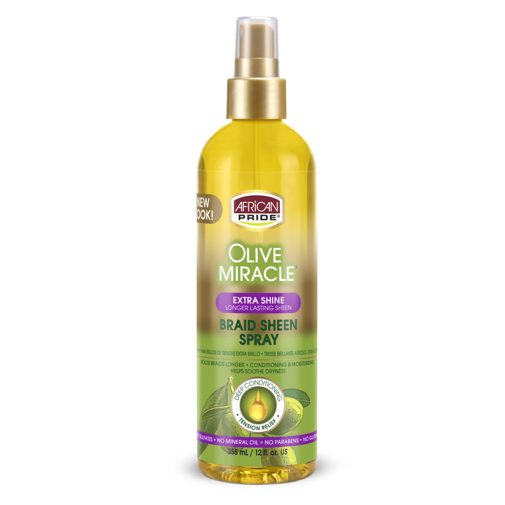 Spray brillance pour coiffures nattées Extra Olive miracle 355ml (Braid Extra)