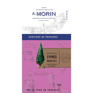 Tablette de chocolat noir à l’huile essentielle Cyprès 63% 100g