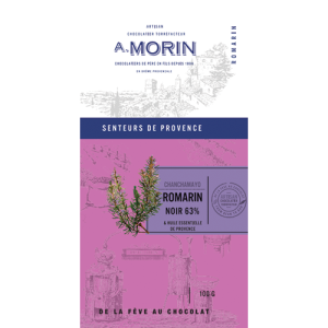 Tablette de chocolat noir à l&rsquo;huile essentielle Romarin 63% 100g