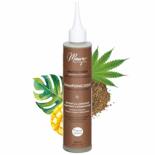SHAMPOING DOUX SAVON NOIR ET CHÉBÉ HIGH – MANGO BUTTERFULL