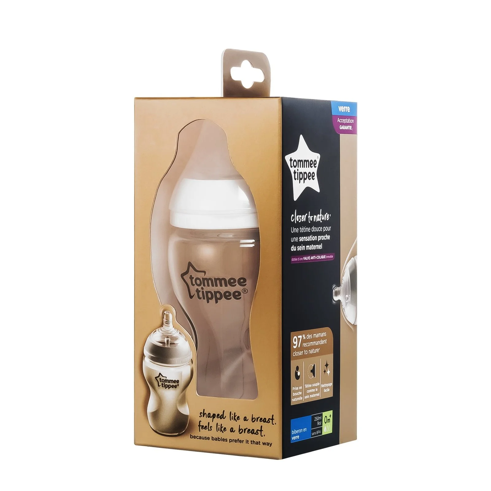 TOMMEE TIPPEE Biberon Verre Anti-colique 0m+ 250 ml