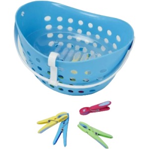 Panier à pinces à linge + 12 pinces à linge