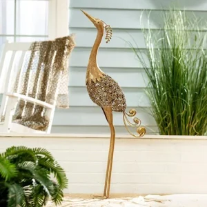 Héron en métal doré